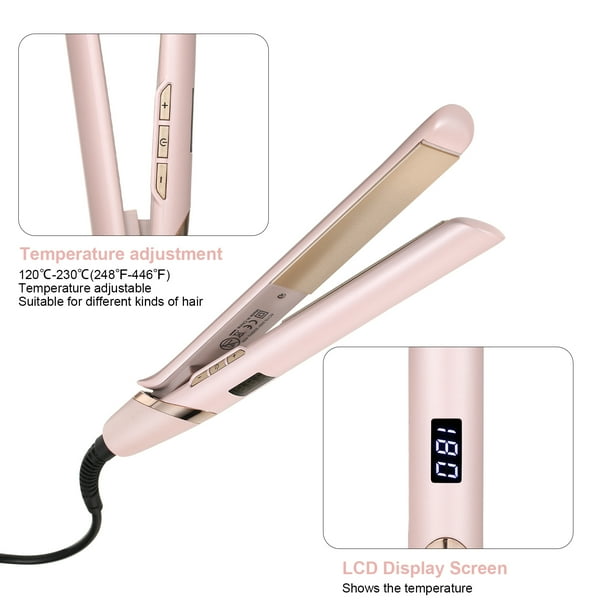 Plancha de pelo y rizador de temperatura ajustable, herramienta