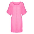 thumbnail image 4 of Afdoent Dresses For Women Summer Mid Length Loose Solid Color Short Sleeve Chiffon Shirt Dress Fashion Beach Vacation Clothes, 4 of 5