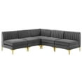 thumbnail image 1 of Tufted Sectional Sofa Set, Velvet, Grey Gray, Modern Contemporary Urban Design, Living Lounge Room Hotel Lobby Hospitality, 1 of 9
