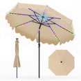 thumbnail image 1 of Gymax Solar Outdoor Market Table Umbrella w/104 Color-Changing Flowing LED Lights Beige, 1 of 10