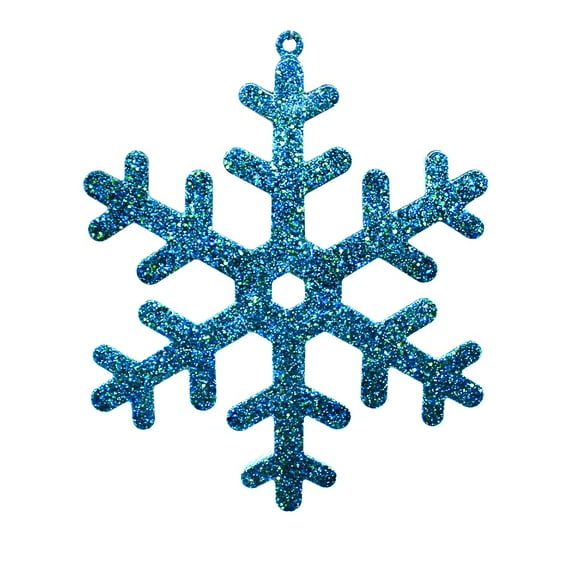 Glitter Snowflake Ornament, Peacock Blue, 7-inch