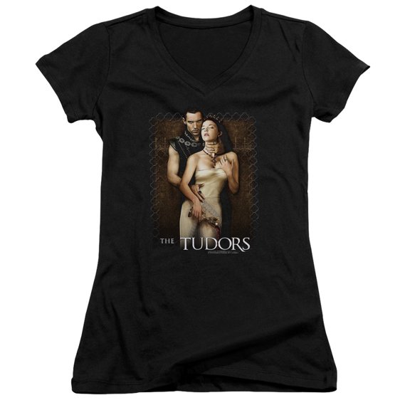 Tudors Spilt Wine Junior Women's V-Neck T-Shirt Black