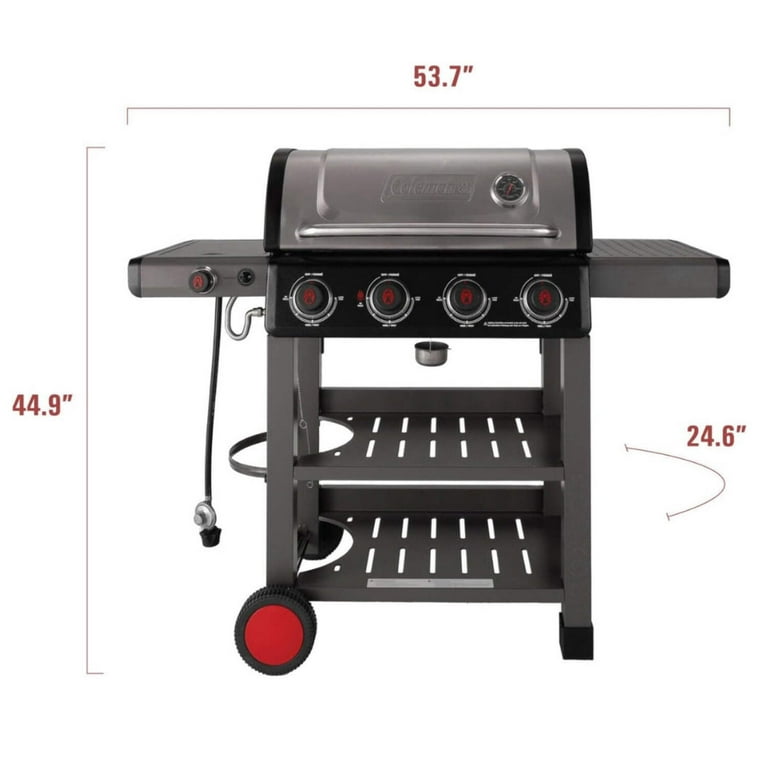 BBQ セットColeman CoolSider Stainless Grill Coleman BBQ 4-Burner, 45K BTU, Side Burner, Storage Shelves