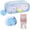 Blue, variant on Pencil Pouch Clear 3-Tier Large Capacity Cute Print Animal Easy Clean + 6 Pens & Plush Keychain (Purple)