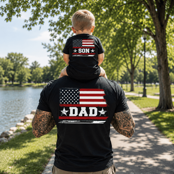 Dad Son Matching Shirts, Patriotic American Flag Dad And Son Outfit, Father's Day Gift For Dad, USA Family Matching Tee