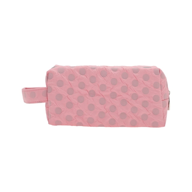Unique Bargains 1 Pc Bolsa de Maquillaje Rectangular de Puntos de Moda para Viaje Pequeña Roja Gris de Poliéster