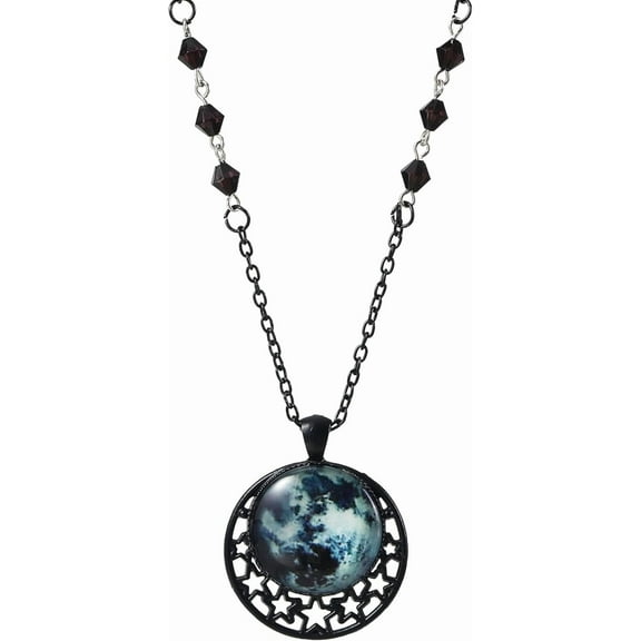 Gothic Moon Crystal Necklace Vintage Punk Black Crescent Necklace Red Statement Gothic Jewelry for Women Purple Halloween Costume Jewelry