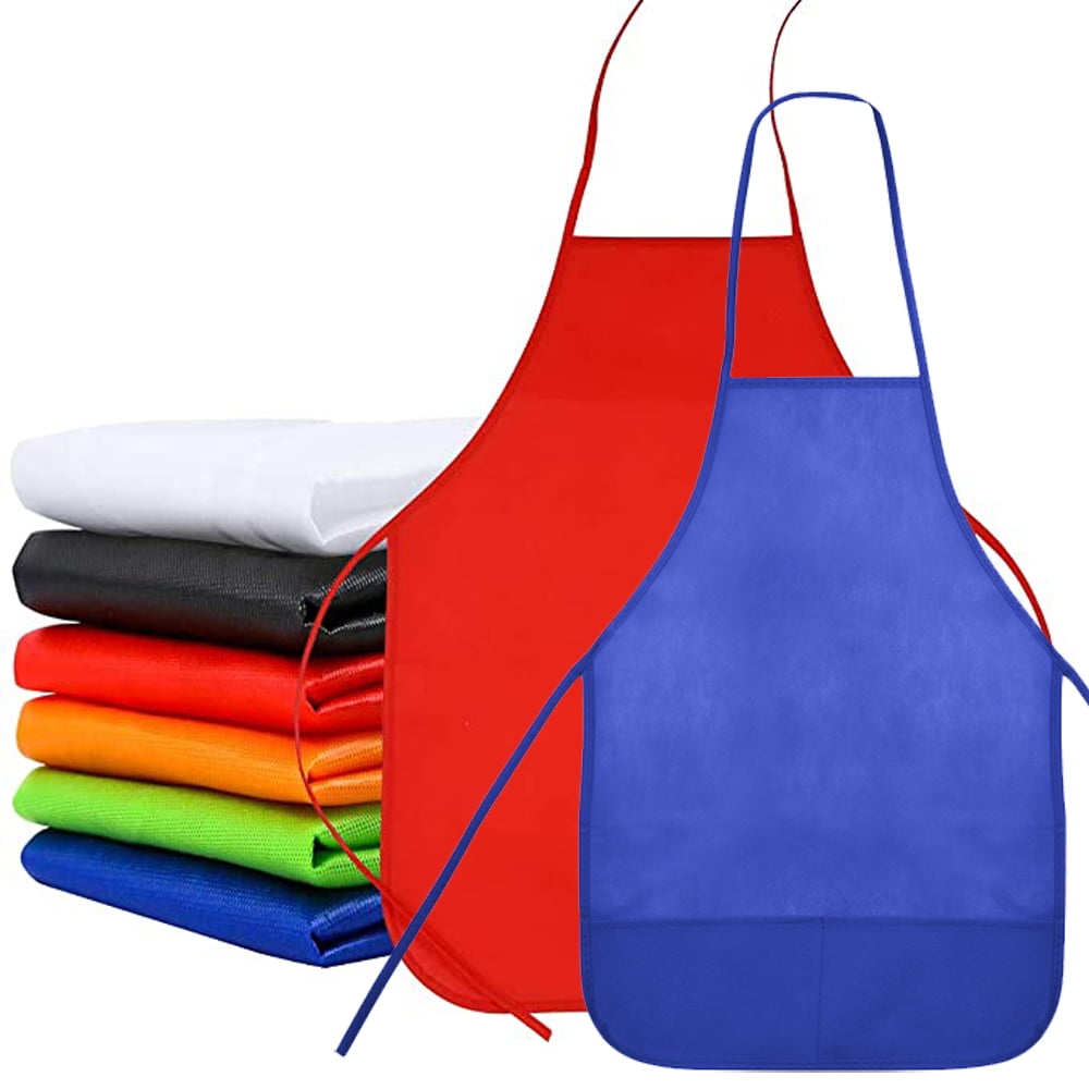 Toptie 12 Pack Non-woven Fabric Children Kids Apron for Classroom, Kitchen, Community Event, Handcrafts & Art Painting-Assorted-M