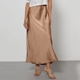 thumbnail image 2 of KDDYLITQ Satin Skirts for Women a Line Solid Color Maxi Skirt Flared Fishtail Work Skirt Elegant Flowy Long Skirts Khaki S, 2 of 4