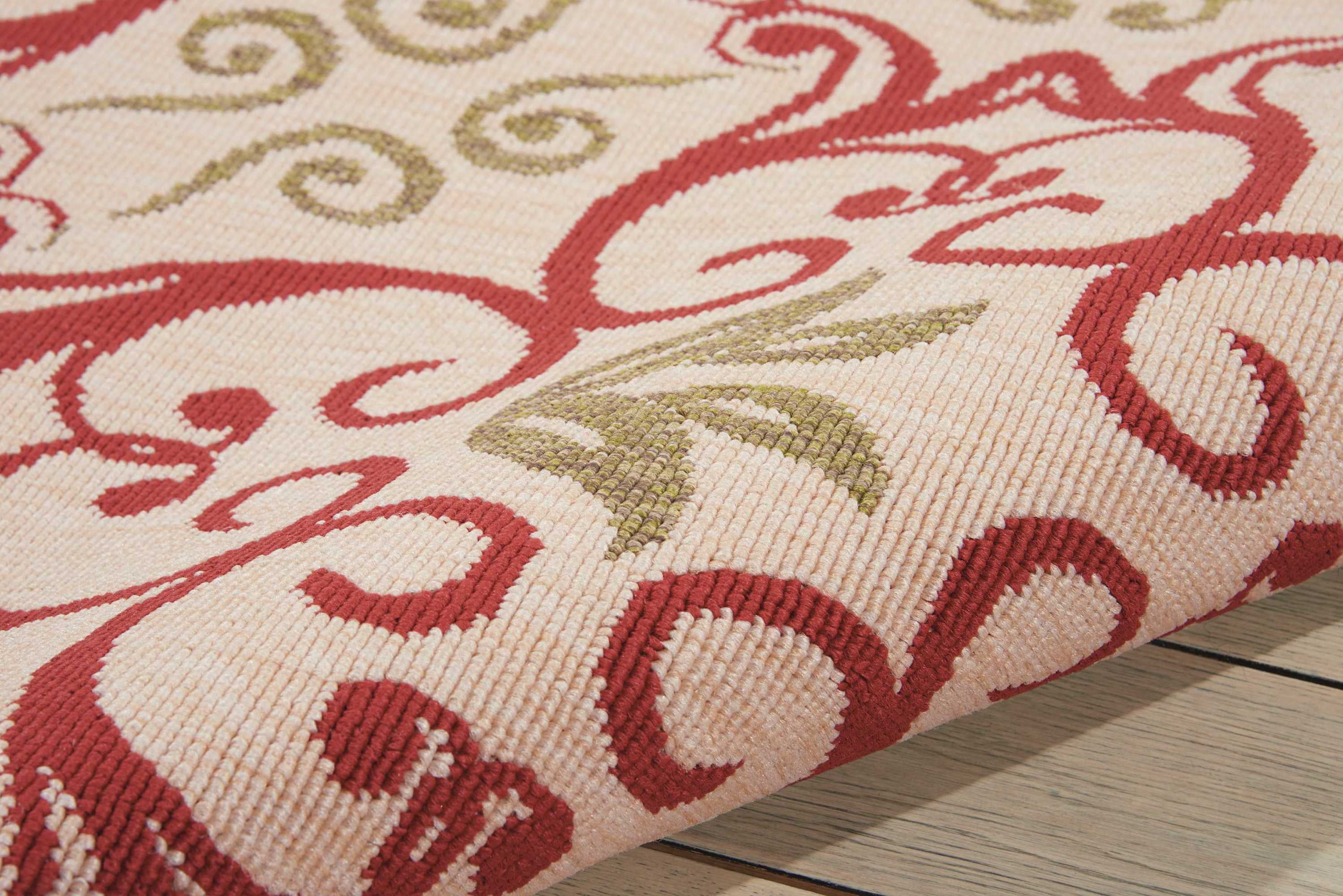 Nourison Caribbean Indoor/Outdoor Ivory/Rust 9'3" x 12'9" Area Rug, (9x13)