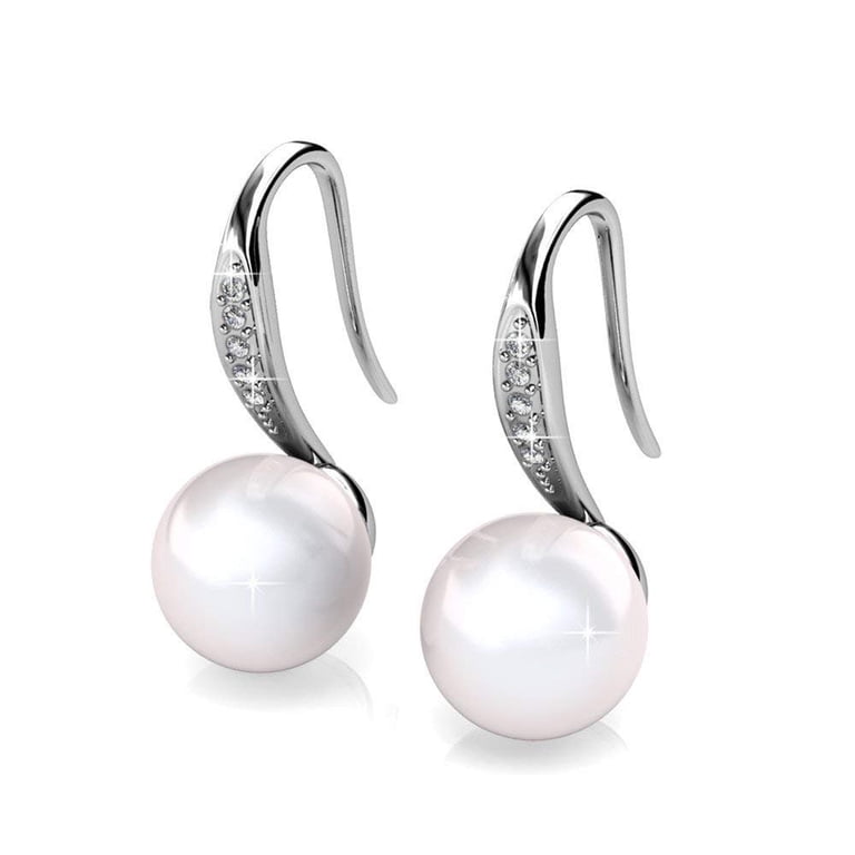 Cate & Chloe Ann Shell Pearl Drop Earrings with Crystals photo 7