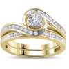1/3 Carat Diamond Yellow Gold Bypass Bridal Ring Set