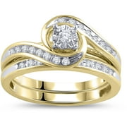 1/3 Carat Diamond Yellow Gold Bypass Bridal Ring Set
