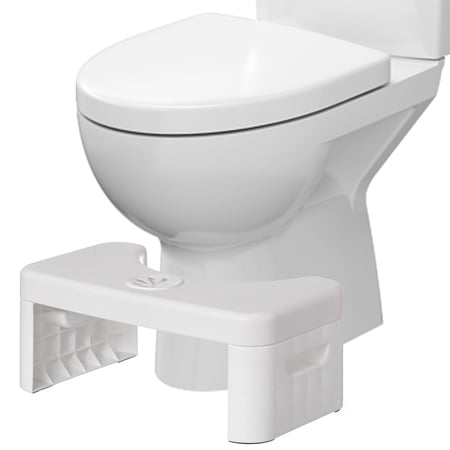 Basicwise QI004647.WT Portable Squatting Bathroom Potty Stool, White Poop Foot Stool, 6.25 Toilet Assistance Foldable Step Stool with Freshener Space