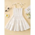 thumbnail image 3 of Bagilaanoe Toddler Baby Girl Cotton Linen Dress Lace-up Sleeveless Halter Dress Summer Beach Dress, 3 of 8