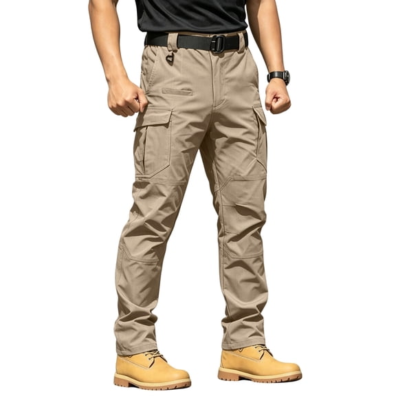 Tactical Waterproof Hiking Cargo Pants for Men Stretch Fall Outdoor Khaki XL