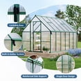 thumbnail image 6 of Aluminum-Framed Heavy Duty Polycarbonate, UV Protection & Roof Vent,Garden Greenhouse with Gutter System,Lockable Door, Wind/Snow Resistance for Vegetables,Plants,Quick Setup Design, 6 of 8