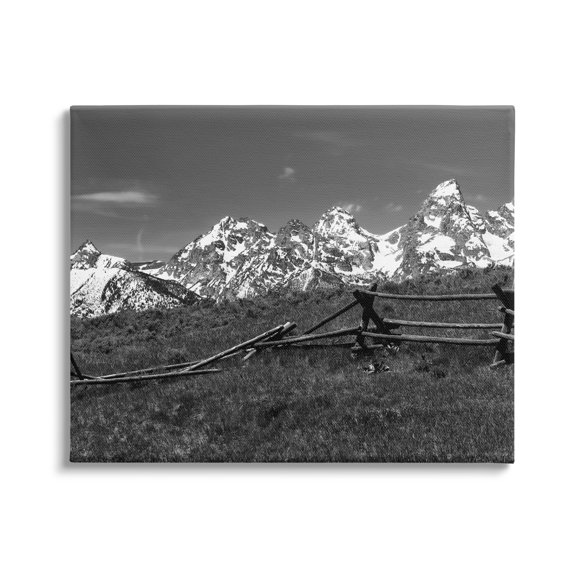 Stupell Industries Mountain Peaks & Fence Landscape Photography Gallery Wrapped Canvas Art Print Wall Art, 20 x 16