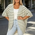 thumbnail image 6 of Cmfcve Womens Plus Size Kimono Cardigans Striped Open Front 3/4 Sleeve Shirts Lightweight Casual Cover Up Tops, 6 of 7