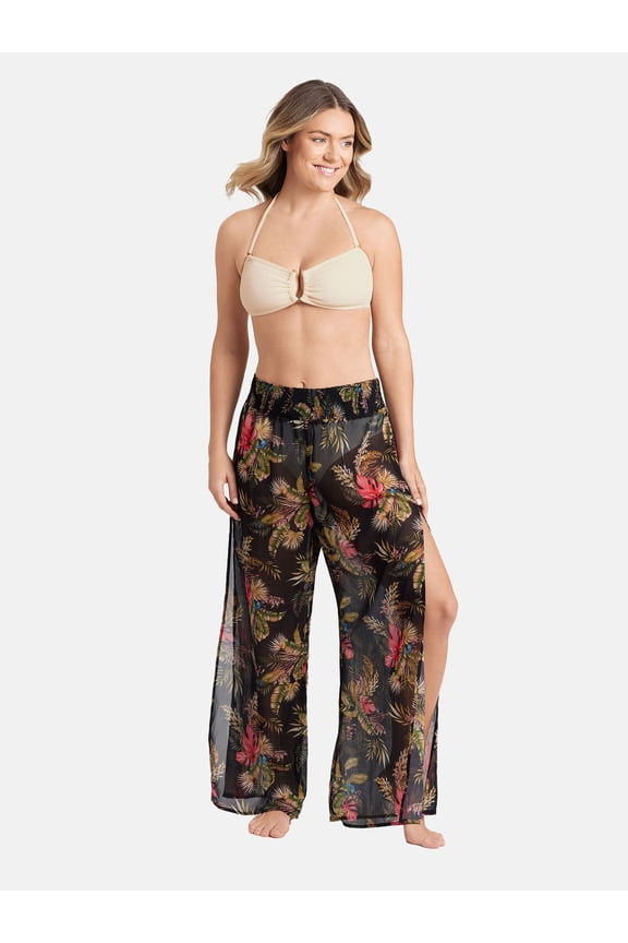 Women's and Women's Plus Smocked Waist Pant cover up