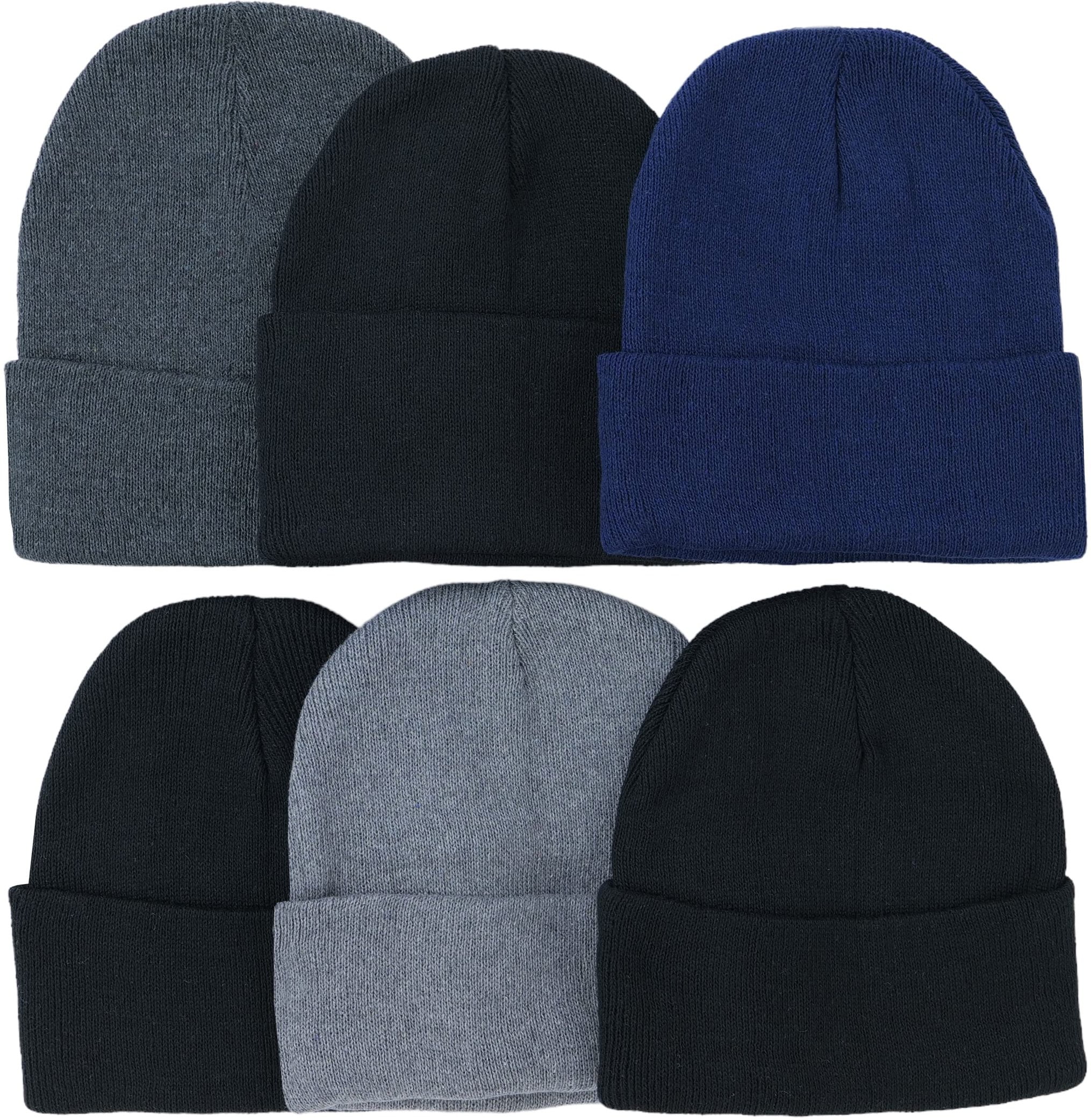 ToBeInStyle Men's Winter Warm Double Layered Beanie, Pack of 6