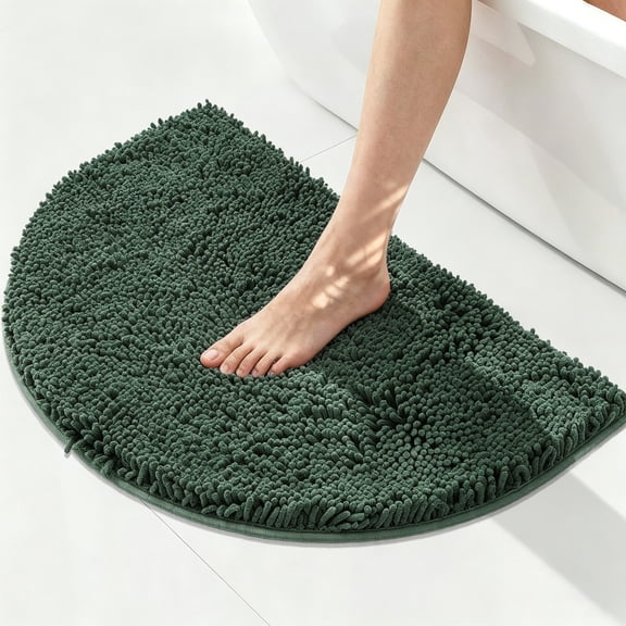 MudFree Bathroom Rugs, Super Absorbent Chenille Door Mat Bath Mat for Tub Non Slip, Quick Dry Machine Washable Floor Mat for Kitchen Pet,Green 31"X20"
