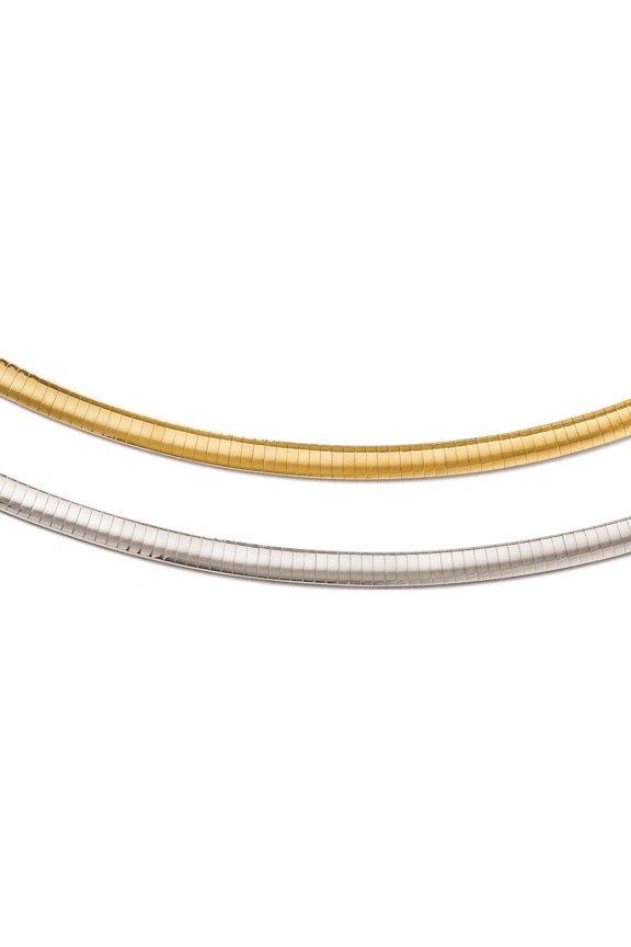 14K Two-Tone Jbsp's Supreme Reversible Omega Necklace (16 X 6) Made In Italy 2692-16