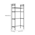 thumbnail image 3 of 2-Tier Over-Toilet Storage Rack with Hooks, Iron Frame for Bathroom Essentials, Black, 3 of 9