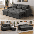 thumbnail image 1 of Zocalo Sofá Cama Seccional 3 en 1 de 3 Plazas con Chaise Reversible, Cama Extraíble, Respaldo Ajustable y Almacenamiento, 220*129*86cm, Gris Oscuro, 1 of 10
