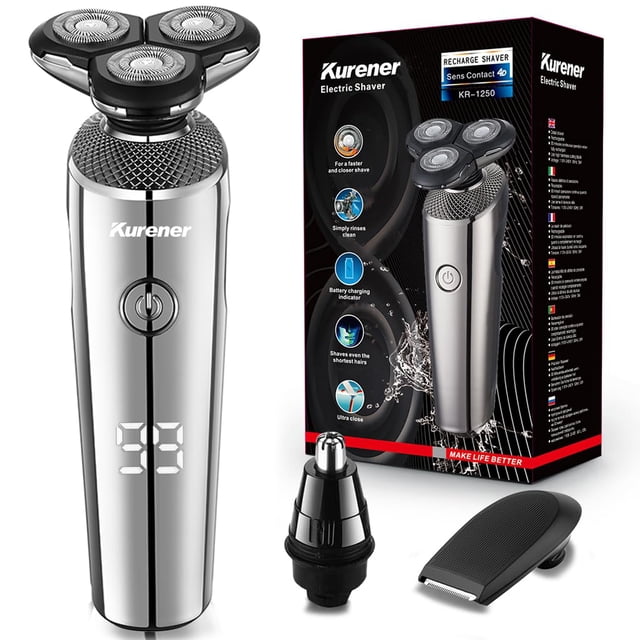 Maquinilla de afeitar eléctrica Kurener para hombre recargable en seco y húmedo