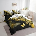thumbnail image 3 of Manfei Gold Black Butterfly 7pcs Bedding Queen Size, Aesthetic Marble Comforter Sets with Sheets, Wild Animal Bed Set, Microfiber Room Decor, 3 of 8