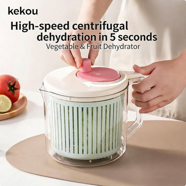 Dvkptbk food dehydrator Vegetable and Fruit Washing Dryer Lettuce Dehydration In 5 Seconds Hand-Cranked for Washing Dry Vegetables Pasta