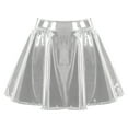 thumbnail image 4 of YONGHS Women's Glossy Latex Leather Short Mini Skirt Pole Dance Raves Clubwear Costumes Silver 3XL, 4 of 7