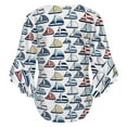 thumbnail image 6 of Blue, Red, Yellow Sailboat Pattern Women's V-Neck Blouse With 3/4 Ruffled Bell Sleeves Casual Top Ladies Blouses, 6 of 7
