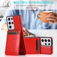 thumbnail image 6 of Dteck Back Wallet Phone Case for Samsung Galaxy S21 Ultra 4G 5G with ID & Credit Card Holder Slots Pockets Wallet Back Cover Stand Flip Folio Leather Cell Cases Women Men, Red, 6 of 7
