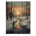thumbnail image 3 of Designart "Snow Sunrise Beauty Pastoral" Landscape & Nature Print on Natural Pine Wood, 3 of 5