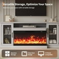 thumbnail image 3 of 3-Sided Glass Farmhouse Electric Fireplace TV Stand for TVs up to 85'', 75'' Large TV Stands with 40''  Fireplace, Entertainment Center, 12 Colors LED Lights Flame, 3 of 9