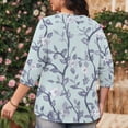 thumbnail image 4 of Mlqidk Women's Plus Size Tops Summer Plus Size Spring Tops Button Henley Shirts Floral Print 3/4 Sleeve Tops Dressy Casual Graphic Tees Plus Size Womens Clothes Mint Green 5XL, 4 of 6