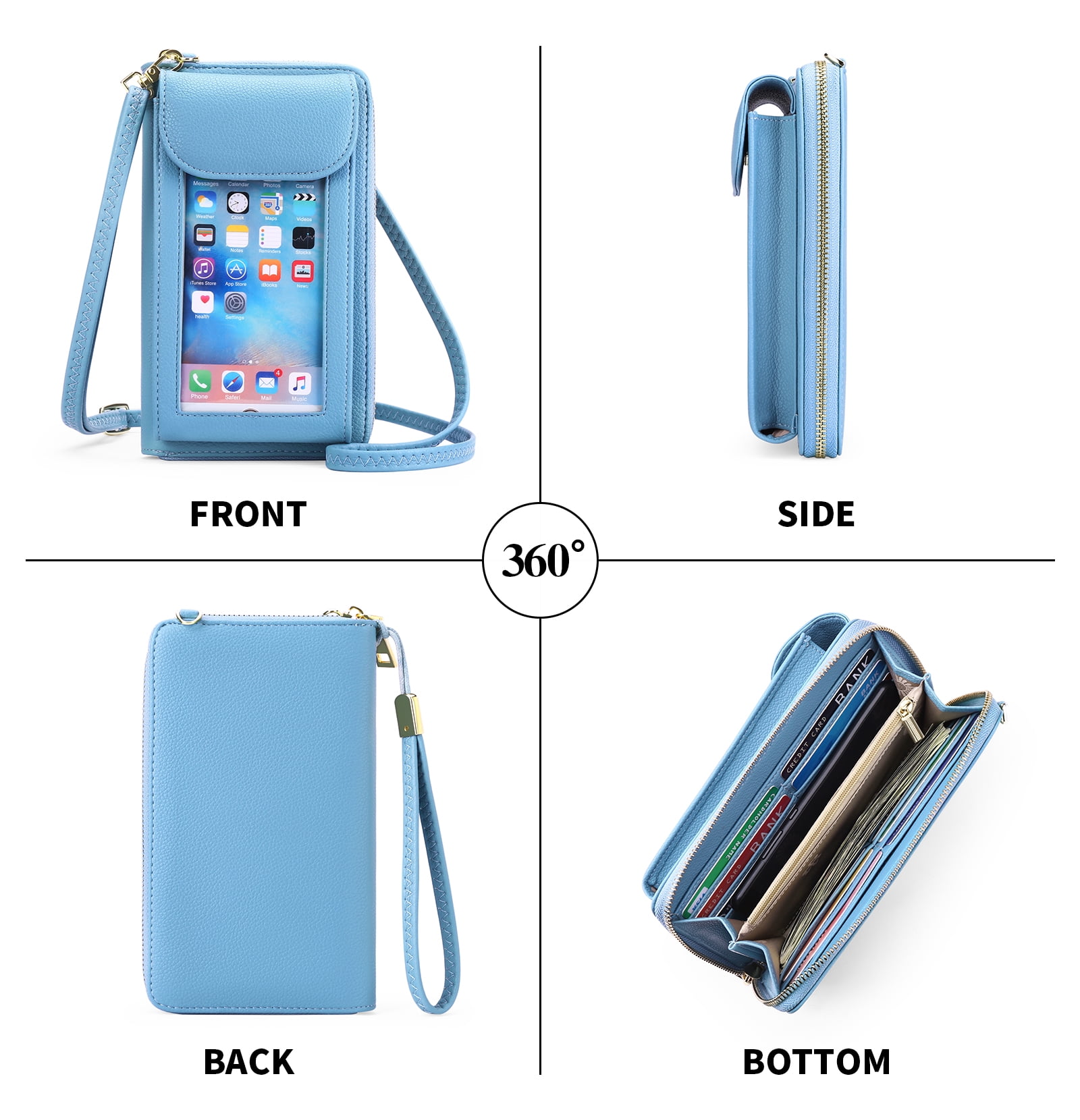 FALAN MULE Small Cell Phone Crossbody Bag Purse for Women, PU Leather Wallet Purse