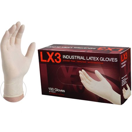 LX3 Ivory Latex Industrial Disposable Gloves, Small by