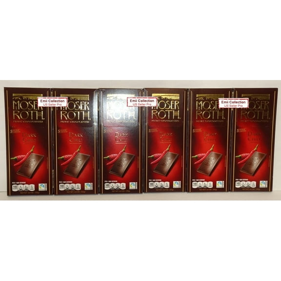 Moser Roth Privat German Chocolate Dark Chili 4.4oz 125g (6 Bars)