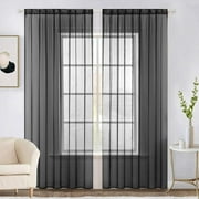 Sheer Curtains Semi Sheer Window Voile Living Room Sheer Curtains 54 Inches Curtains Brown Sheer Drapes 2 Panels