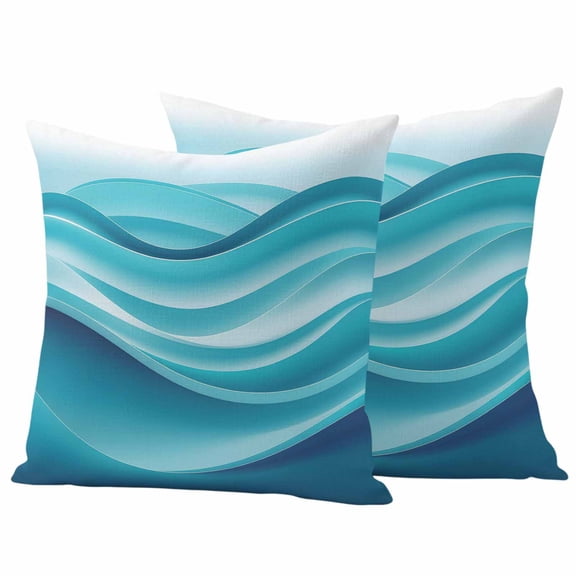 Outdoor Waterproof Pillow Covers Modern Abstract Ocean Waves Fluid Art Decorative Throw Pillow Protectors,Pillowcase Cushion Cases for Patio Sofa Garden Couch,16x16in,Pack of 2