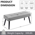 thumbnail image 3 of PEKKO HOME 40” Entryway Bench, Velvet Upholstered End of Bed Bench, Modern Padded Ottoman with Wooden Legs & Tufted Buttons for Bedroom, Living Room, Hallway, Light Grey, 3 of 8
