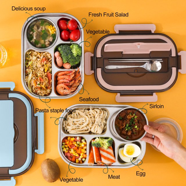 Paokuoon Lunch Container Leak proof Lunch Container BPA Free Hot Food Warmer Bento Box Water Can Be Heated Shock proof