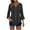 Black women v neck blouse a1, variant on Women V Neck 3/4 Sleeve Button Down Polka Dot Blouse Casual Loose Tshirt Beach Vacation Summer Tops Comfy Work Outfits, Orange 2XL
