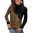 thumbnail image 2 of Gvmfive Women Leopard Print Lace Stitching Round Neck Long Sleeve Casual Tunic Tops, 2 of 4