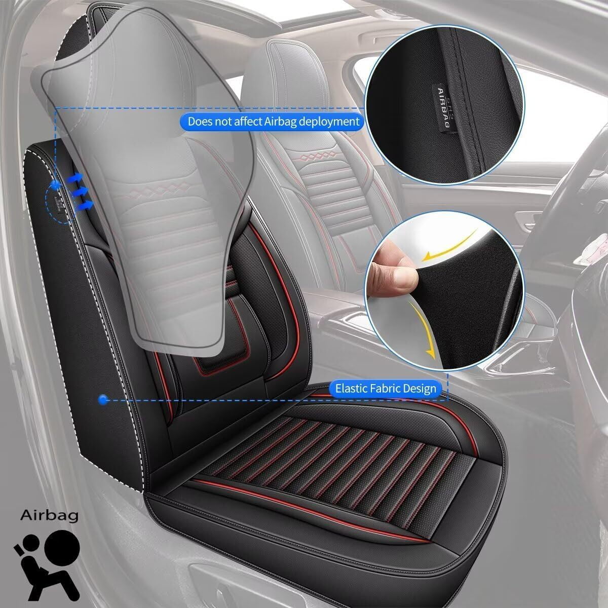 Toyota Tacoma Seat Covers Fit for 2016-2023 Full Set Fit for Toyota Tacoma Truck Double Crew Cab Semi-Custom Car Seat Covers（Red）