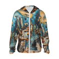 thumbnail image 1 of Fotbe Whimsical Cats Night Cafe Chaqueta con Protección Solar UPF 50+ para Hombre y Mujer, Camisa con Capucha y Bolsillos-Small, 1 of 7