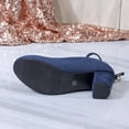 thumbnail image 6 of Bxsruta Flock Ankle Strap Block Heel Pumps for Women, Closed Toe Mid Heel Dress Shoes, 6 of 8